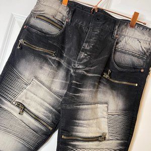 Rockstar Original Men's Jeans Size 32 Black Distressed Bleached